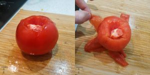 Pelar y picar tomate